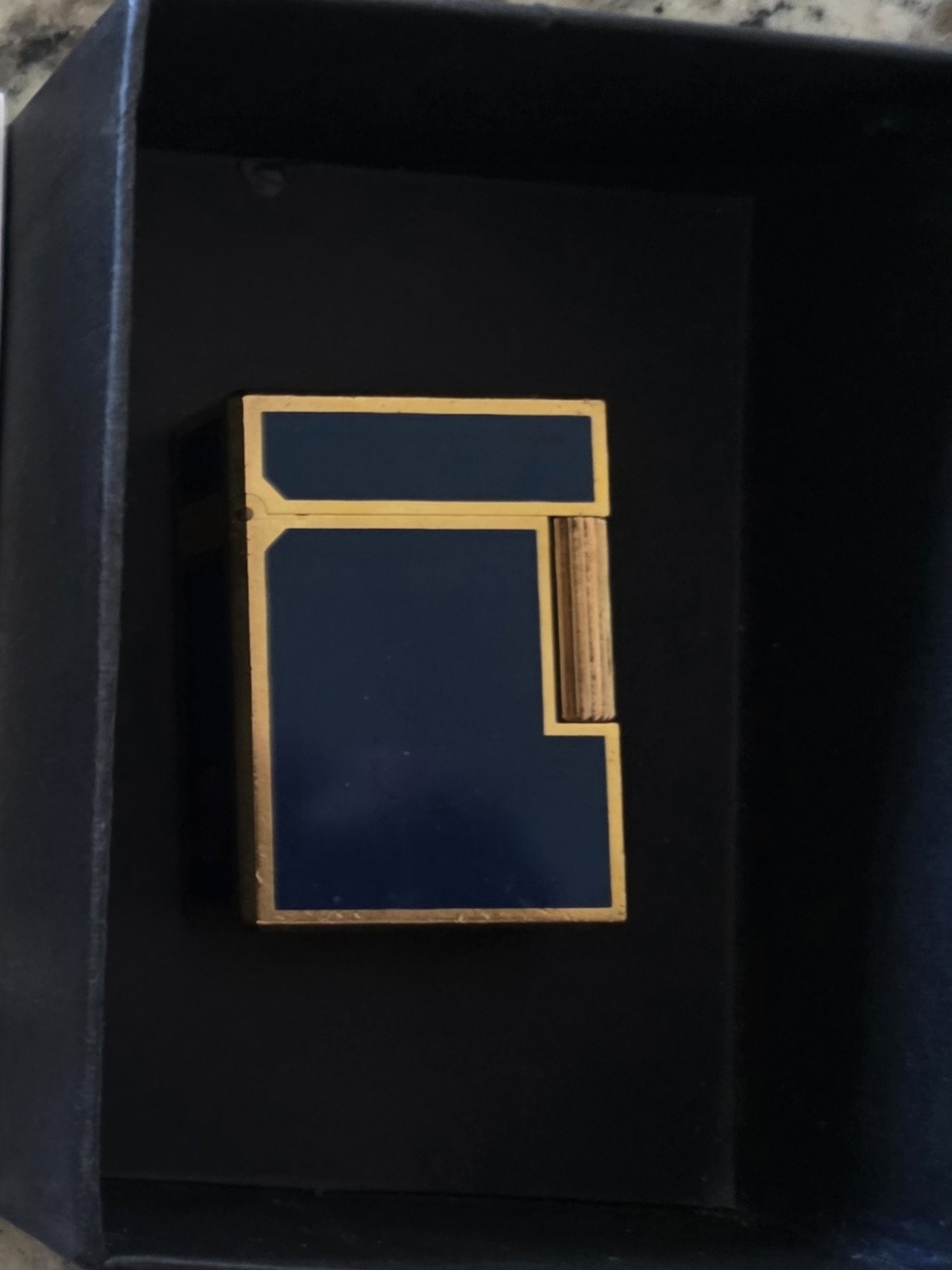 SJ Dupont Blue Laquer and Gold Butane Lighter